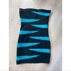 Bodcon Teal & Black Sleeveless Mini Dress Size Medium